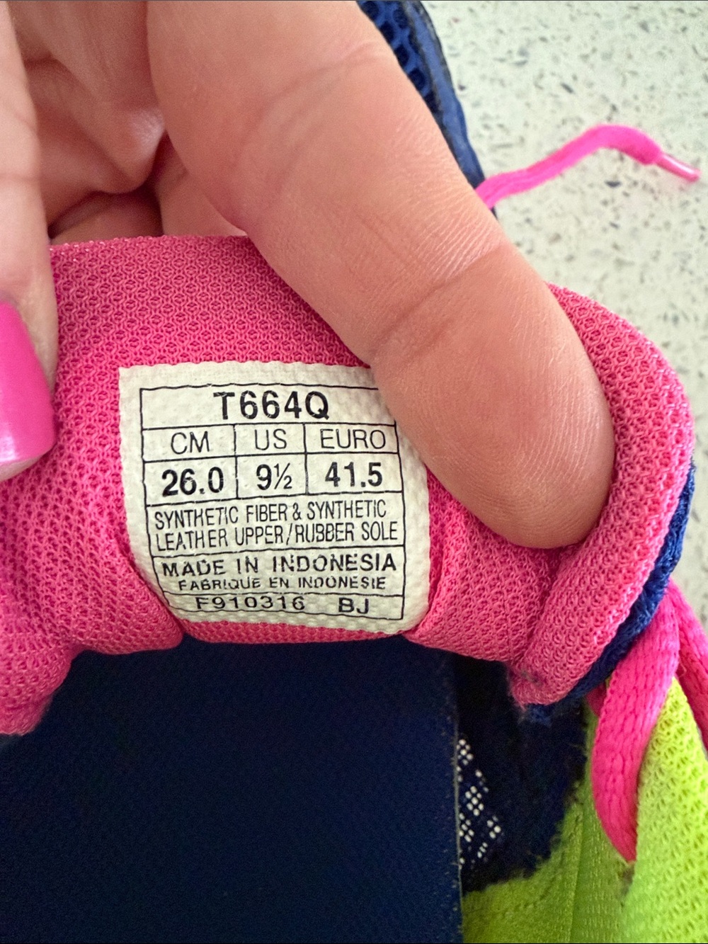 ASICS Navy Running Shoes with Pink & Neon Yellow Accents - Picture 9 of 12